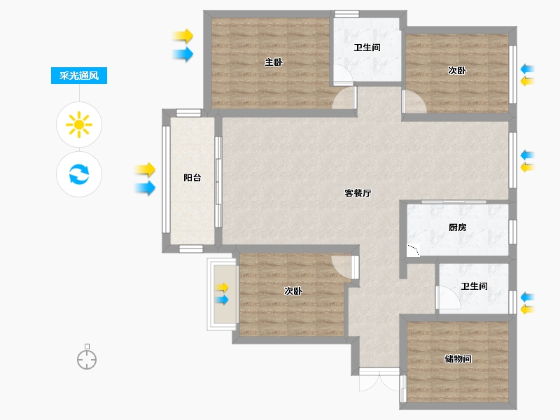 甘肃省-定西市-佳禾广场-109.04-户型库-采光通风