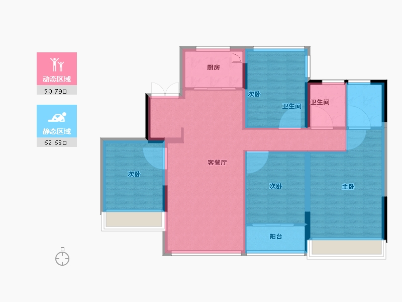 辽宁省-葫芦岛市-国鸿锦悦府-102.40-户型库-动静分区