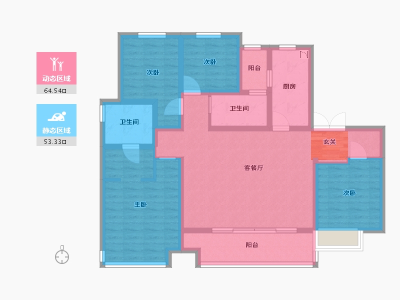 陕西省-西安市-陕建・荣华臻萃府-103.99-户型库-动静分区