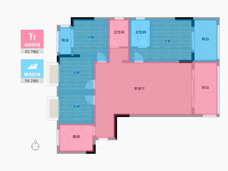 湖北省-恩施土家族苗族自治州-欣华理想城-106.64-户型库-动静分区