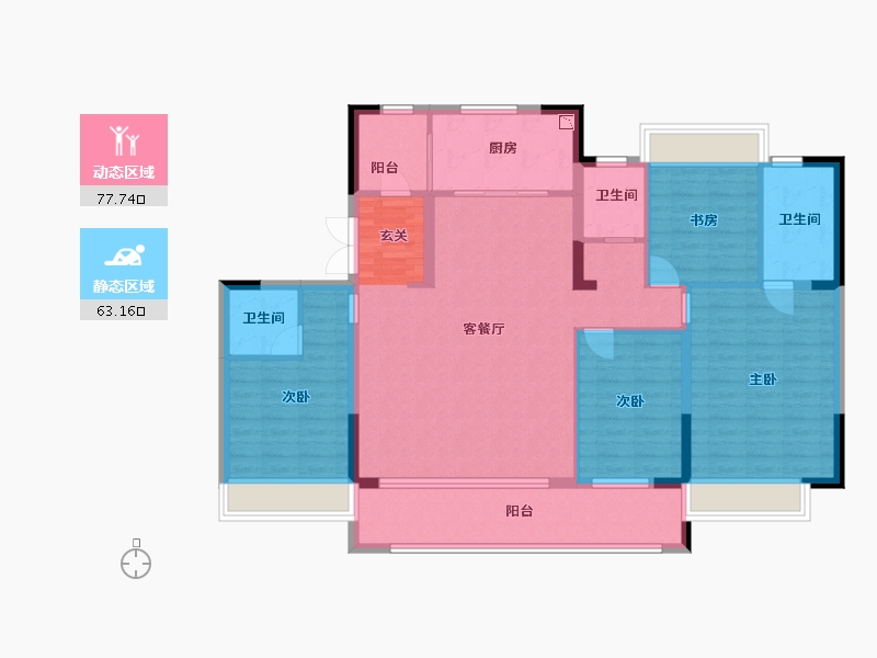 江苏省-常州市-美的世茂云筑-128.00-户型库-动静分区