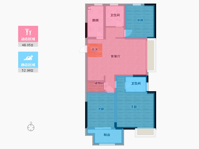 江苏省-常州市-天宁融悦府-89.60-户型库-动静分区