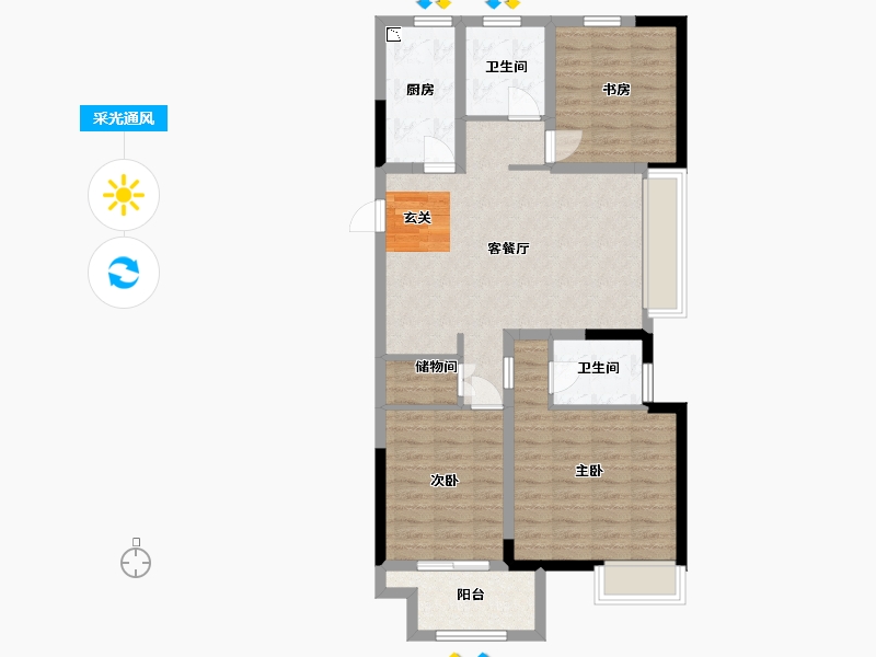 江苏省-常州市-天宁融悦府-89.60-户型库-采光通风