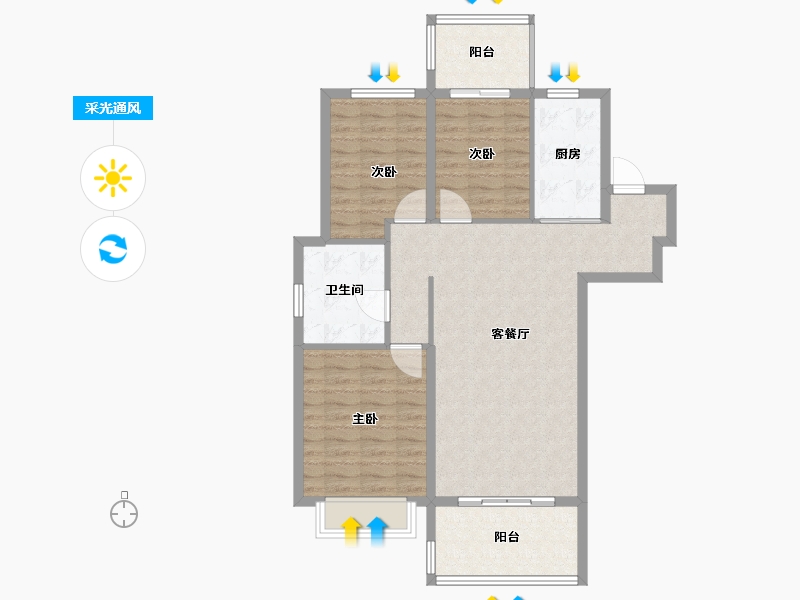 山东省-烟台市-银河怡海国奥天地-92.00-户型库-采光通风