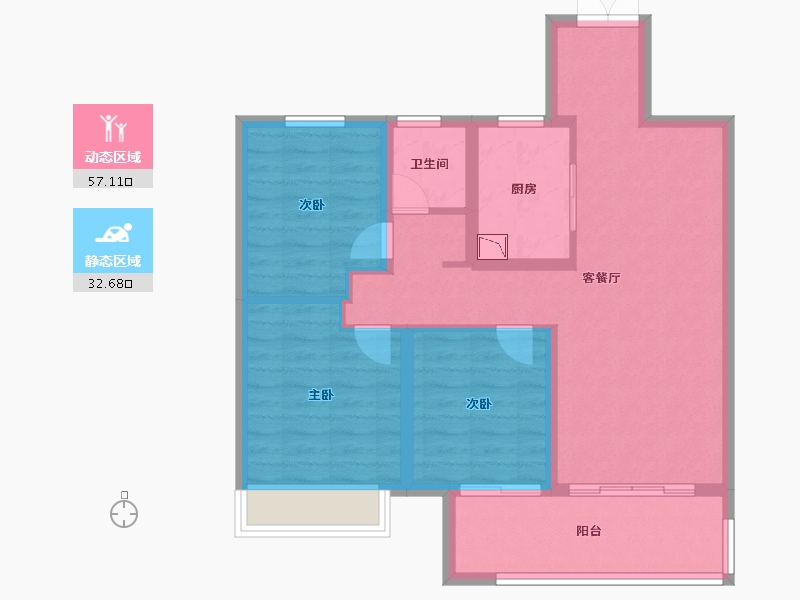 安徽省-滁州市-吾悦广场-80.00-户型库-动静分区