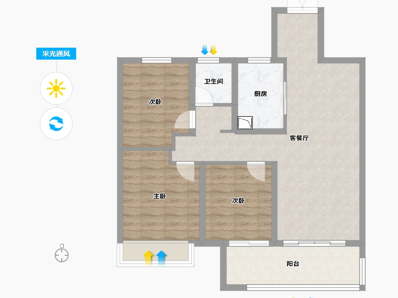 安徽省-滁州市-吾悦广场-80.00-户型库-采光通风