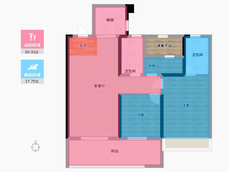 江苏省-常州市-龙湖・景粼天著-91.67-户型库-动静分区