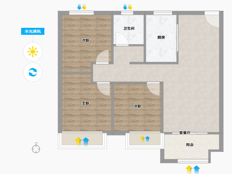 河南省-郑州市-新城郡望府-71.00-户型库-采光通风