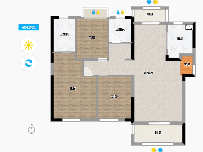 湖南省-长沙市-龙湖・春江悦茗|江寓-100.00-户型库-采光通风