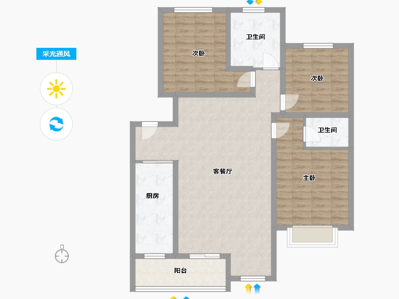 江西省-赣州市-滨江花园-107.00-户型库-采光通风