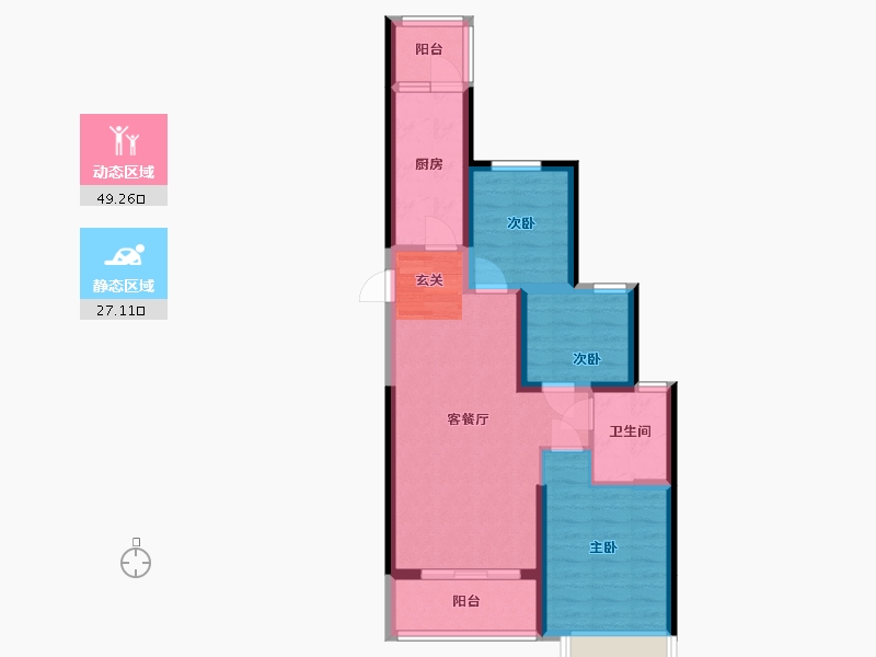 陕西省-渭南市-渭南恒大�B睿府-67.24-户型库-动静分区