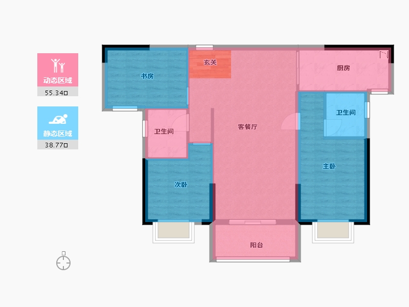 湖南省-长沙市-龙湖・春江悦茗|江寓-84.79-户型库-动静分区