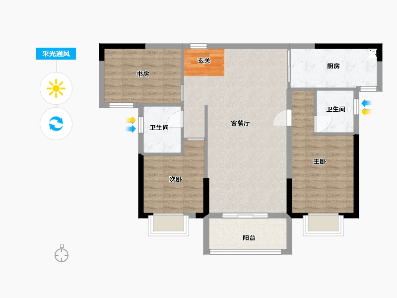 湖南省-长沙市-龙湖・春江悦茗|江寓-84.79-户型库-采光通风