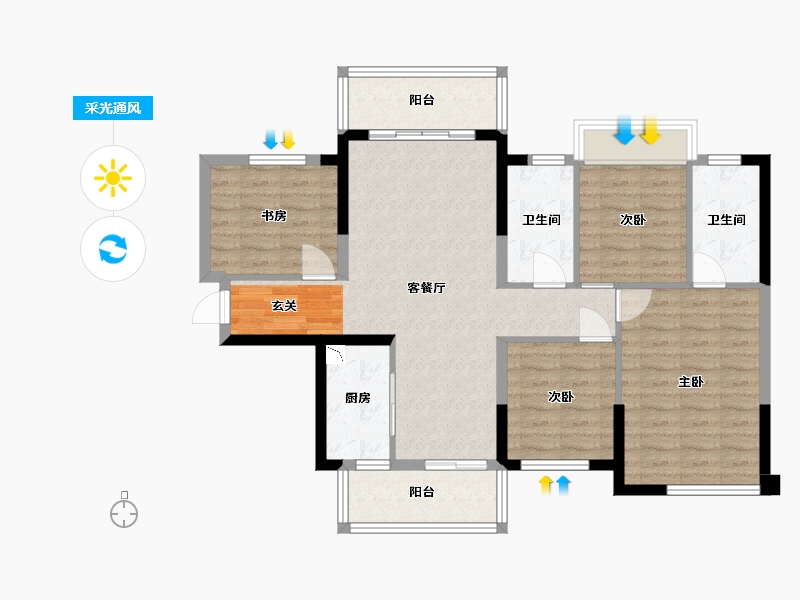 广西壮族自治区-南宁市-盛邦珑悦-93.18-户型库-采光通风