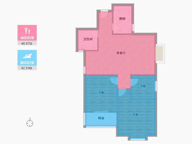 陕西省-西安市-挚信樱花园-81.41-户型库-动静分区