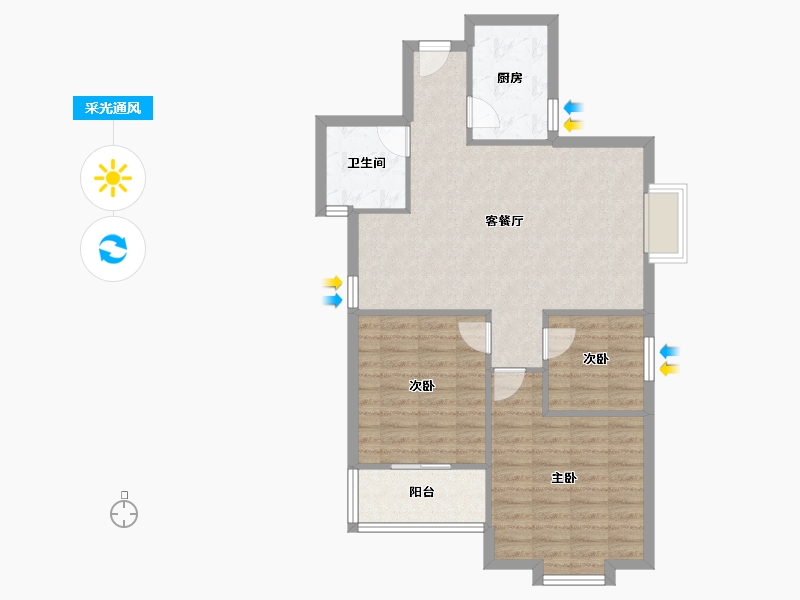 陕西省-西安市-挚信樱花园-81.41-户型库-采光通风