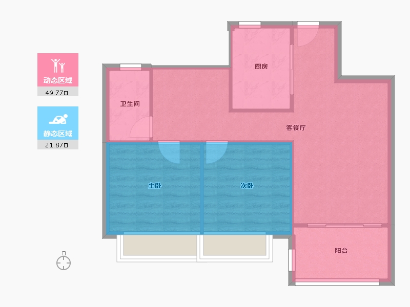 江苏省-南京市-荣盛隽峰雅苑-65.30-户型库-动静分区