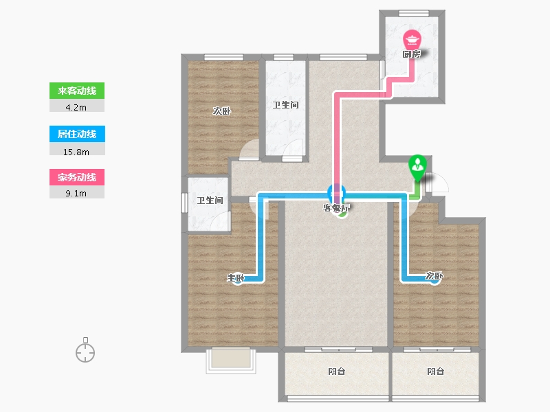 山东省-泰安市-东源华府小区四号楼-132.00-户型库-动静线