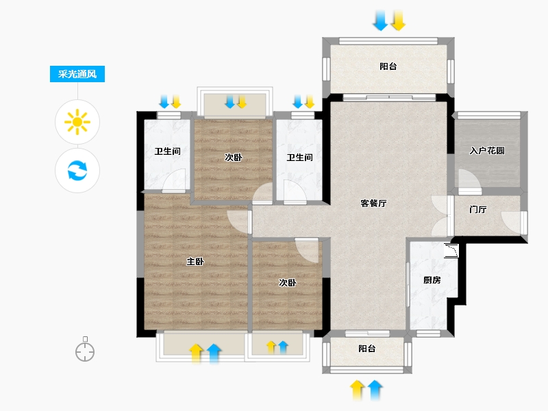 广东省-东莞市-揽胜湾-90.55-户型库-采光通风