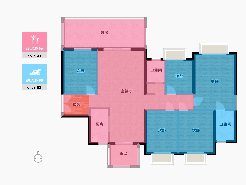 广西壮族自治区-南宁市-凯旋1号上水湾-127.51-户型库-动静分区