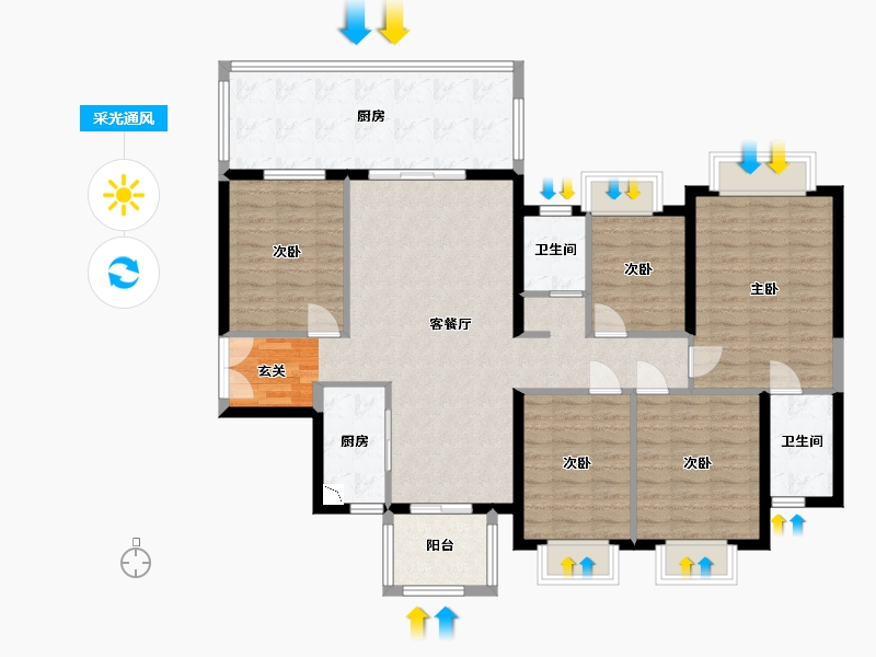 广西壮族自治区-南宁市-凯旋1号上水湾-127.51-户型库-采光通风