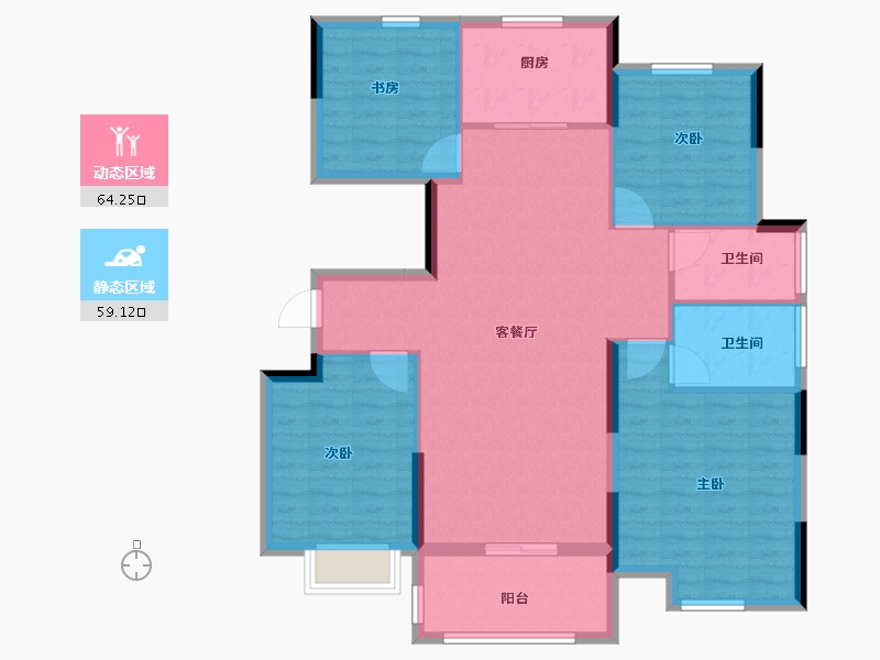 湖北省-随州市-翡翠山湖-112.00-户型库-动静分区