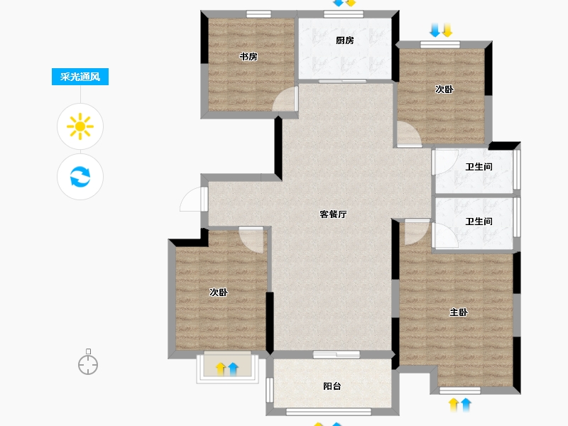 湖北省-随州市-翡翠山湖-112.00-户型库-采光通风