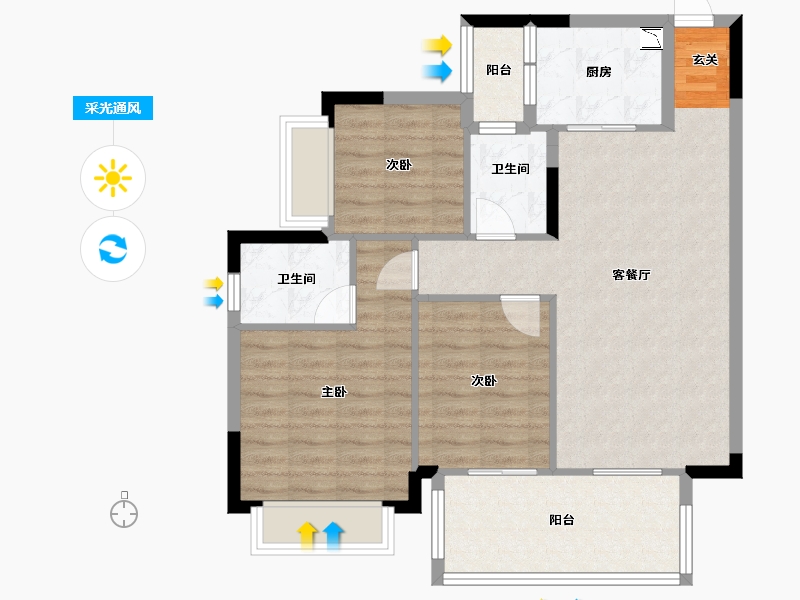 广西壮族自治区-南宁市-山湖海上城-83.20-户型库-采光通风