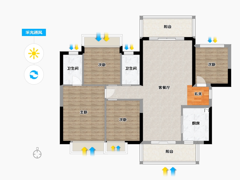 广西壮族自治区-南宁市-龙光天瀛-110.91-户型库-采光通风