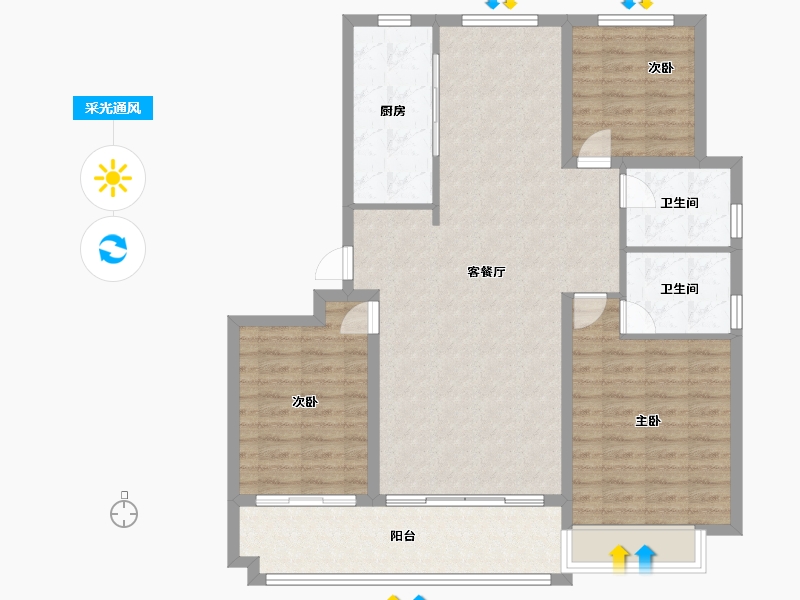 山东省-菏泽市-佳和雅园-105.59-户型库-采光通风