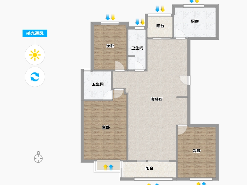 浙江省-杭州市-赞成岭上花苑-117.61-户型库-采光通风