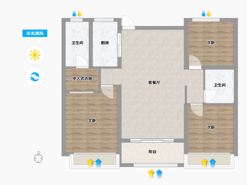 山东省-菏泽市-佳和雅园-93.60-户型库-采光通风