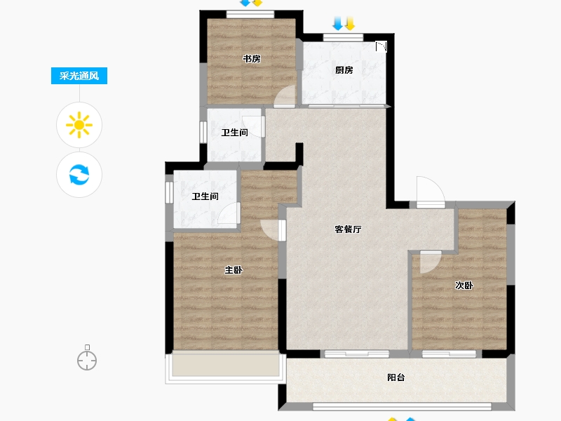 江苏省-无锡市-银城�鸲蓟�-92.00-户型库-采光通风