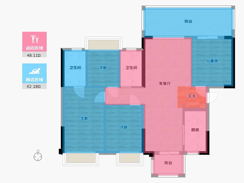 广西壮族自治区-南宁市-招商十里云裳-99.61-户型库-动静分区