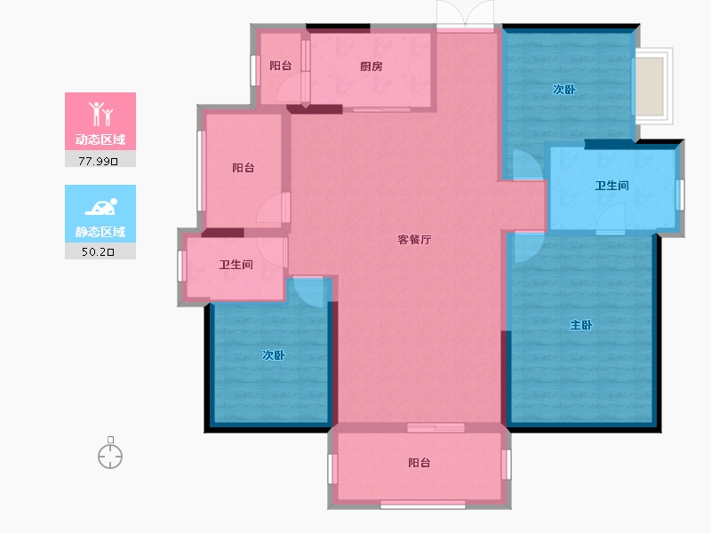 广东省-惠州市-中航维拉庄园-115.43-户型库-动静分区