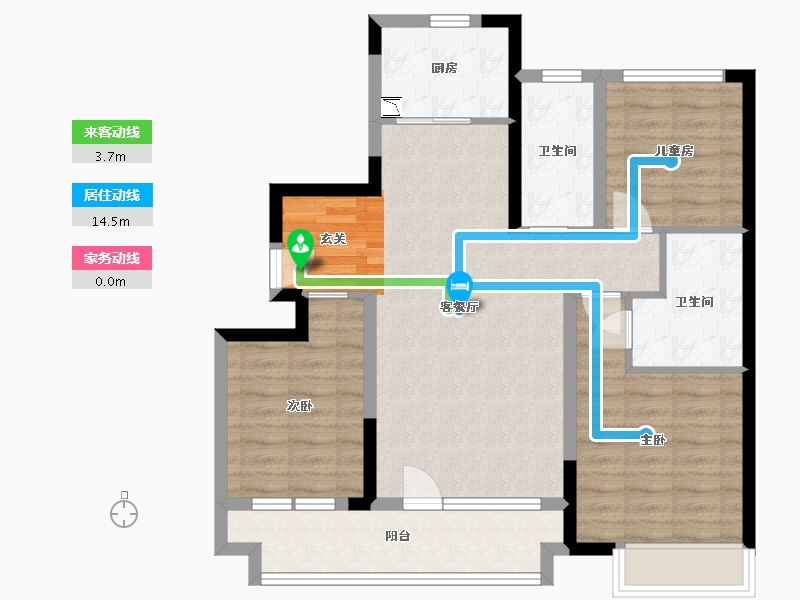 山东省-青岛市-世茂香奈公馆-85.27-户型库-动静线