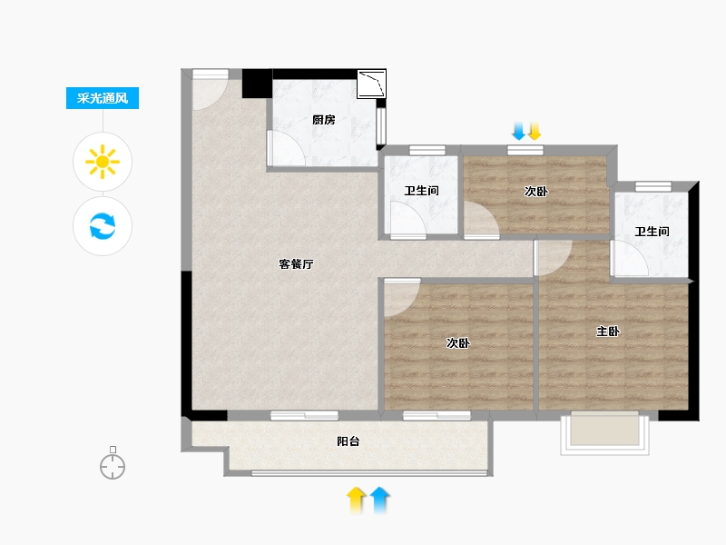 福建省-宁德市-新榕金城华府-89.00-户型库-采光通风