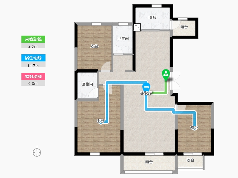 宁夏回族自治区-银川市-金地花园C区-104.71-户型库-动静线