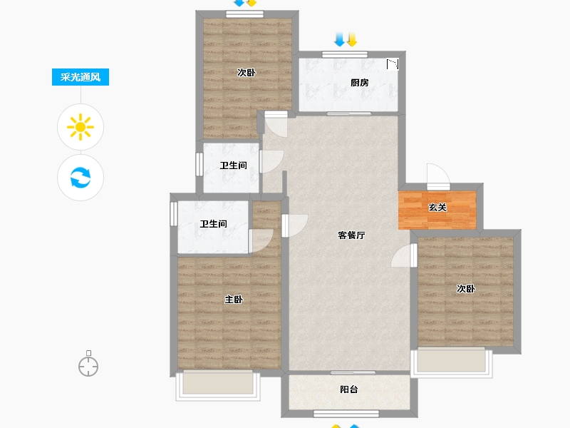 山东省-青岛市-中建锦绣天地-100.79-户型库-采光通风