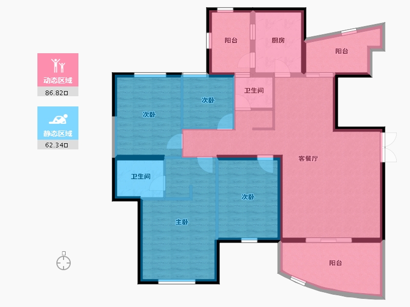 云南省-昆明市-雅春苑-134.76-户型库-动静分区