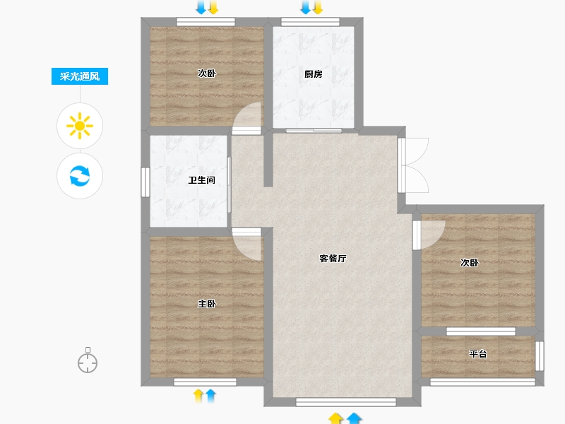 新疆维吾尔自治区-克拉玛依市-鼎升嘉园-87.28-户型库-采光通风