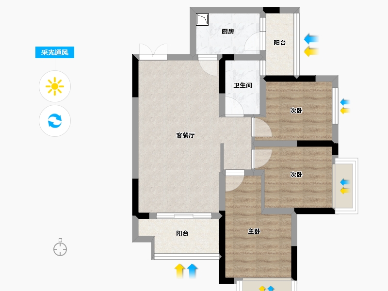 重庆-重庆市-中建·瑜和城-65.55-户型库-采光通风