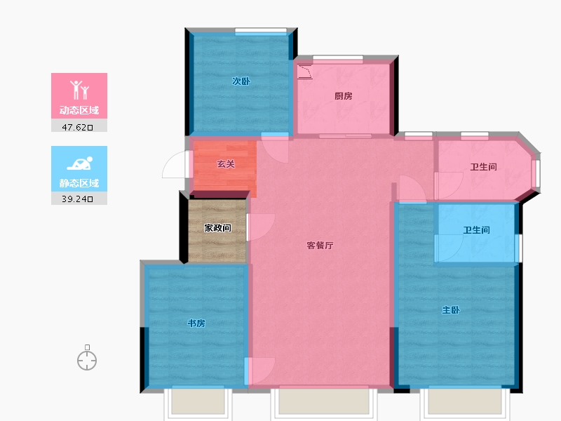 辽宁省-大连市-保利金地湖光山语-80.77-户型库-动静分区