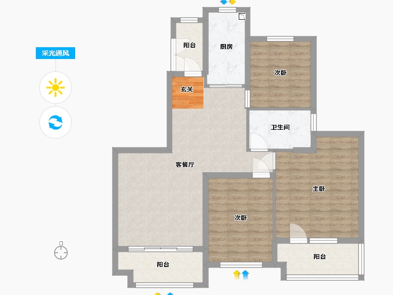 山东省-威海市-恒大・丁字湾世纪文化城-96.00-户型库-采光通风