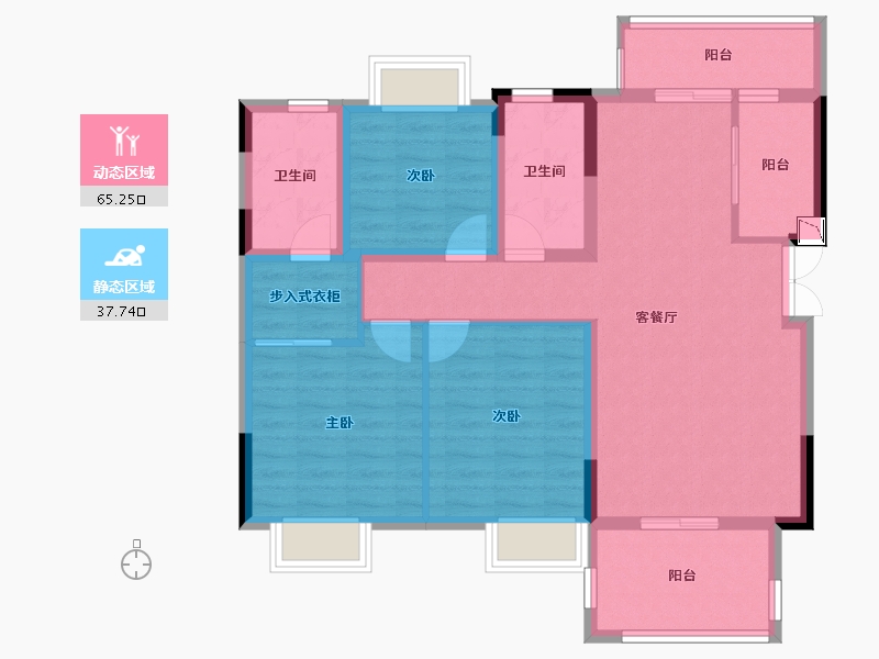 四川省-眉山市-九号公馆-91.58-户型库-动静分区