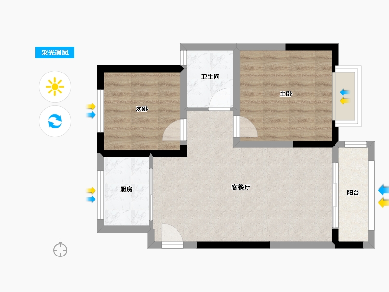 河北省-唐山市-锦绣府-57.32-户型库-采光通风