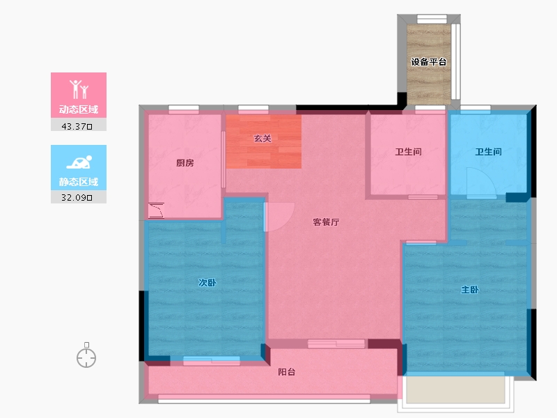 浙江省-嘉兴市-绿城盐官理想水镇-70.10-户型库-动静分区