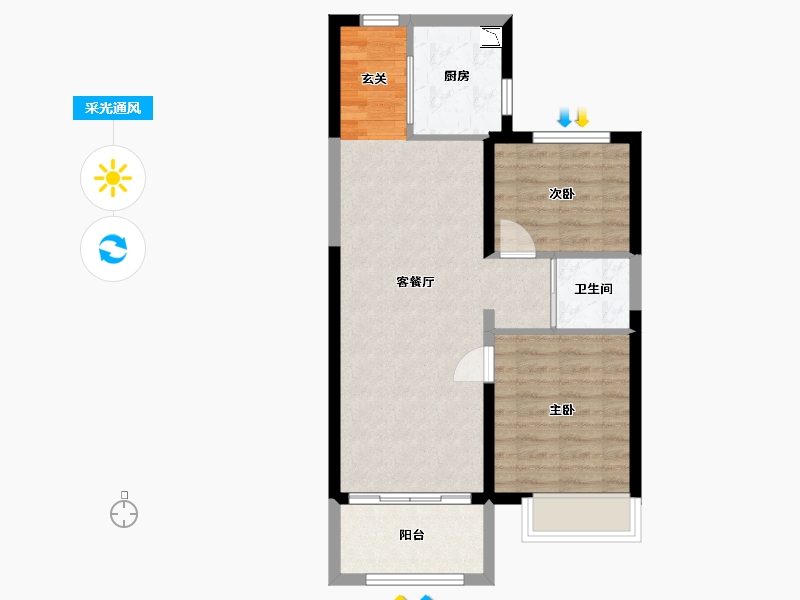 山西省-太原市-太原碧桂园凤凰城-62.41-户型库-采光通风