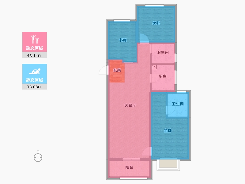 山西省-晋中市-阳光城・文澜府-76.63-户型库-动静分区