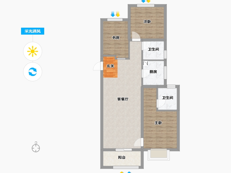 山西省-晋中市-阳光城・文澜府-76.63-户型库-采光通风